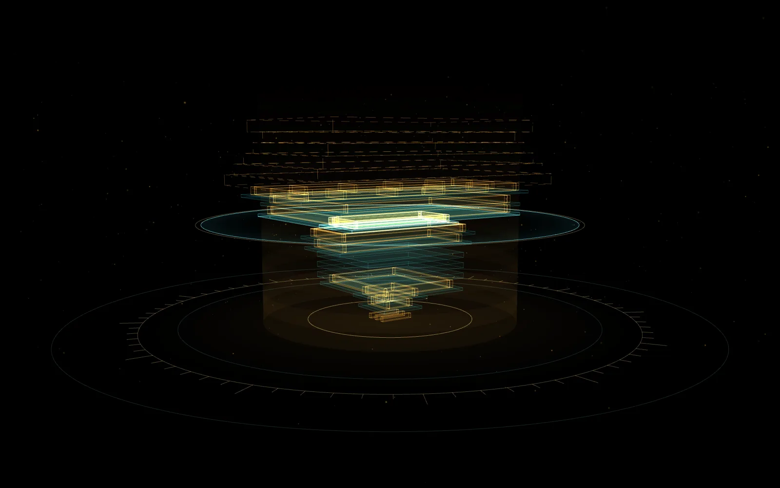 Holograma: Eridu · 18 templos (reconstrucción esquemática)